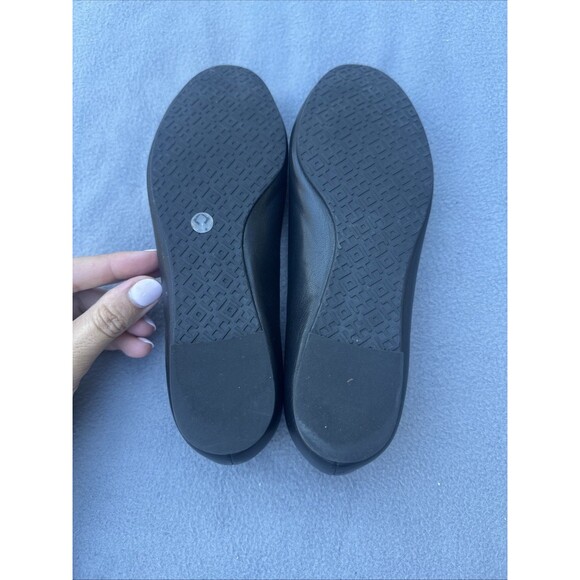 Tory Burch Lowell 2 Leather Ballet Flats Womens Size 7M Black Logo - Picture 8 of 9